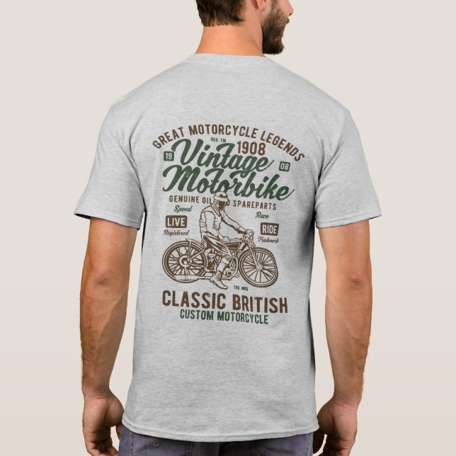 Vintage British Motorcycle Cafe Racer Tee (Baksida)