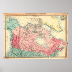 Vintage British North America karta Poster