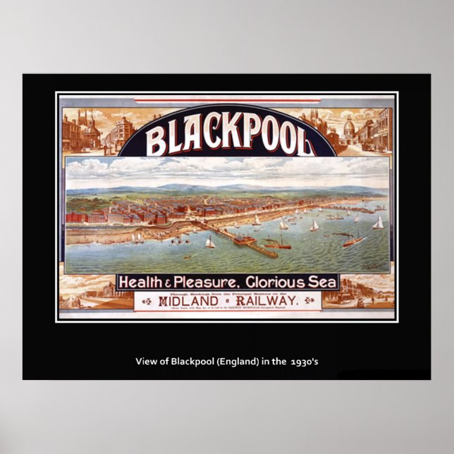 Vintage British Poster Blackpool print (Framsidan)