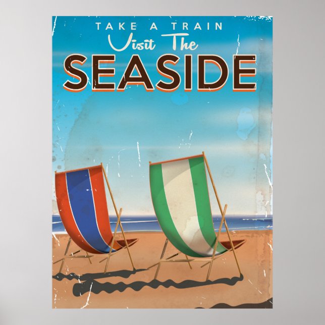 Vintage British Travel Seaside poster. Poster (Framsidan)