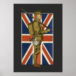 Vintage brittisk flagg soldat poster