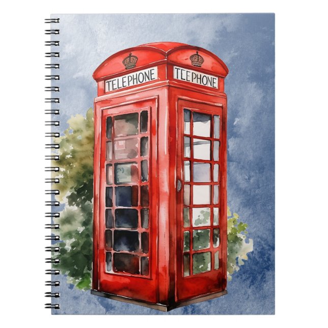 Vintage brittisk telefonhytt anteckningsbok (Framsidan)