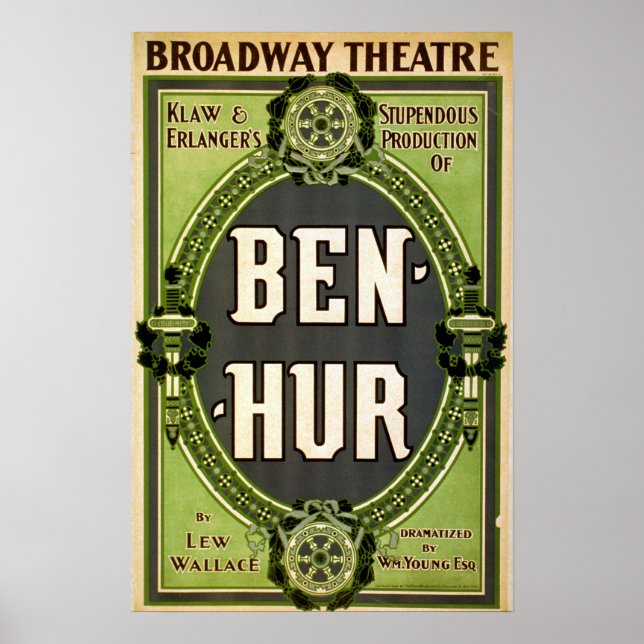 Vintage Broadway Theater Ben Hur Play Poster (Framsidan)