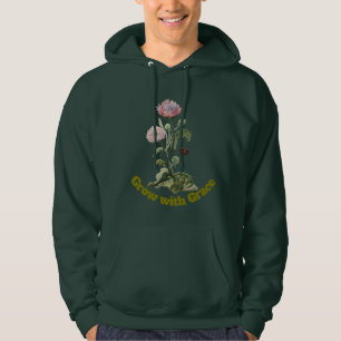 Vintage Broderad Vildblomsdesign  Hoodie