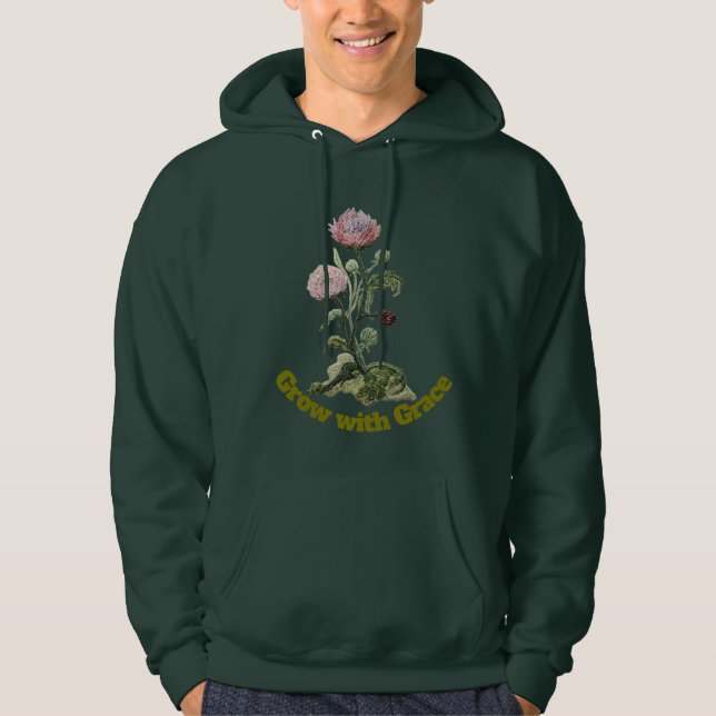Vintage Broderad Vildblomsdesign  Hoodie (Framsida)