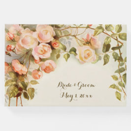 Vintage Bröllop Antik Rosa Ros Blomma Gästböcker