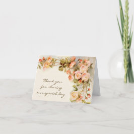 Vintage Bröllop Antik Rosa Ros Blomma Tack Kort