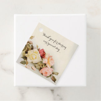 Vintage Bröllop Antika Trädgårdsros Blommor Gåvor Etiketter