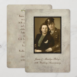 Vintage bröllop-årsdagen Party inbjudan