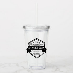 Vintage bröllop-årsdagen Ribbon Hexagon-Logotypen Take Away Mugg