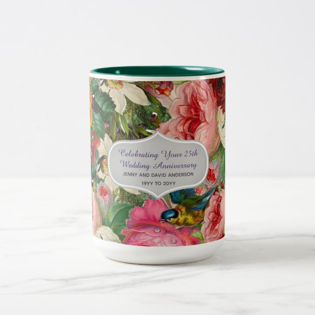 Vintage bröllop-årsdagen RO - minnesdagen Två-Tonad Mugg (Center)