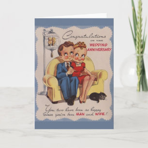 Vintage bröllop-årsjubileum kort