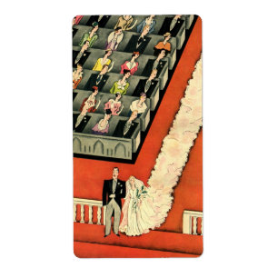 Vintage bröllop, Art Deco Bride och Groom Newlyows Fraktsedel