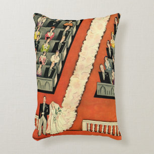 Vintage bröllop, Art Deco Bride och Groom Newlyows Prydnadskudde