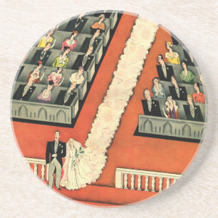 Vintage Bröllop, Art Deco Brud och Brudgum Nygifta Underlägg