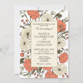 Vintage bröllop Art nouveau Blommigt Inbjudningar