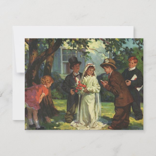 Vintage Bröllop, Barn Låtsas Brud och Brudgumme (Framsida)