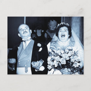 Vintage bröllop Bild Lycklig, lite lustigt Bride Vykort