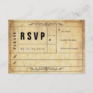 Vintage bröllop Biljett OSA kort