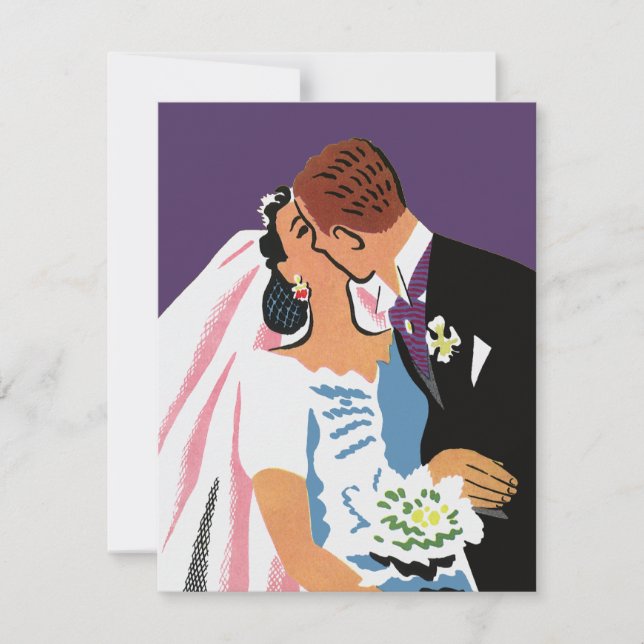 Vintage bröllop Bride and Groom, spara datumet (Framsida)