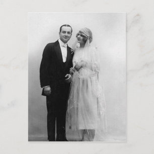 Vintage bröllop Bride and Groom Vykort