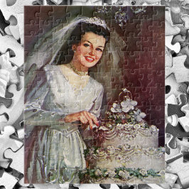 Vintage bröllop, Bride Cending of Bröllop Cake Pussel