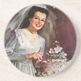 Vintage bröllop, Bride Cending of Bröllop Cake Underlägg Sandsten