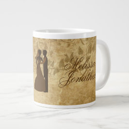 Vintage bröllop Bride Groom Gång vid en viss tidpu Jumbo Mugg