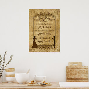 Vintage bröllop Bride Groom Gång vid en viss tidpu Poster