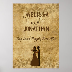 Vintage bröllop Bride Groom lyckligtvis allt efter Poster