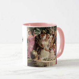 Vintage bröllop Bride Groom Newlyweds Klipp ut kum Mugg