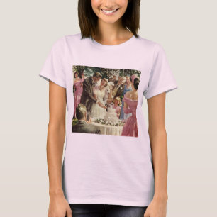 Vintage bröllop Bride Groom Newlyweds Klipp ut kum Tee Shirt
