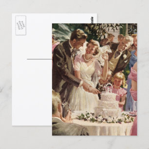 vintage bröllop Bride Groom Newlyweds Klipp ut kum Vykort
