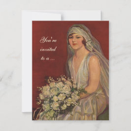 Vintage bröllop Bride, Möhippa Party Inbjudningar