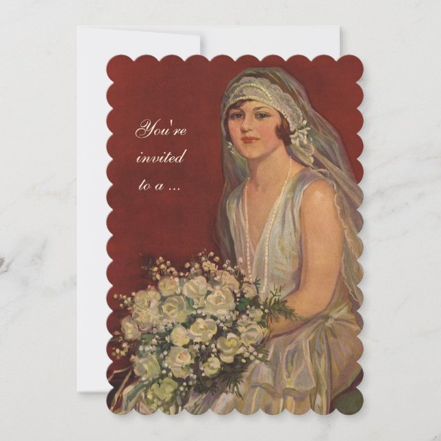Vintage bröllop Bride, Möhippa Party Inbjudningar (Framsida)
