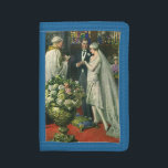 Vintage bröllop, Bride och Groom med Menorah<br><div class="desc">Vintagens illustration av ceremonin i kärlek och romantik,  där ett par gifta sig i en vacker synagoga med glasfönster,  blommor och en sjudmenorah i nedfläckad. Bron har en lång vit bröllop-grav och brudgummen är stilig i sin tuxedo.</div>