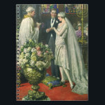 Vintage bröllop, Bride och Groom med Menorah Anteckningsbok<br><div class="desc">Vintagens illustration av ceremonin i kärlek och romantik,  där ett par gifta sig i en vacker synagoga med glasfönster,  blommor och en sjudmenorah i nedfläckad. Bron har en lång vit bröllop-grav och brudgummen är stilig i sin tuxedo.</div>