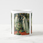 Vintage bröllop, Bride och Groom med Menorah Jumbo Mugg<br><div class="desc">Vintagens illustration av ceremonin i kärlek och romantik,  där ett par gifta sig i en vacker synagoga med glasfönster,  blommor och en sjudmenorah i nedfläckad. Bron har en lång vit bröllop-grav och brudgummen är stilig i sin tuxedo.</div>