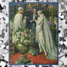 Vintage bröllop, Bride och Groom med Menorah Pussel