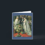Vintage bröllop, Bride och Groom med Menorah Tack Kort<br><div class="desc">Vintagens illustration av ceremonin i kärlek och romantik,  där ett par gifta sig i en vacker synagoga med glasfönster,  blommor och en sjudmenorah i nedfläckad. Bron har en lång vit bröllop-grav och brudgummen är stilig i sin tuxedo.</div>