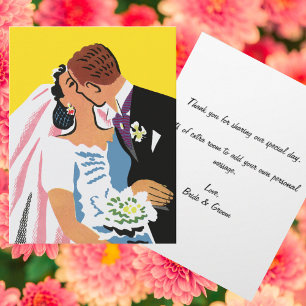 Vintage bröllop, Bride och Groom Newlyweds Kissing Tack Kort
