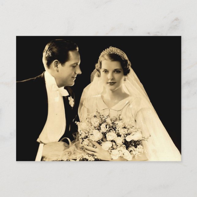 Vintage bröllop Bride och Groom Vykort (Framsida)