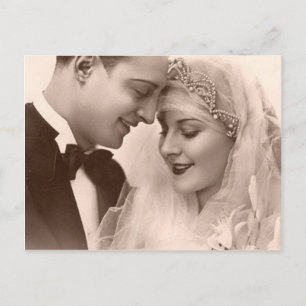 Vintage bröllop Bride och Groom Vykort