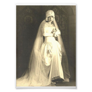Vintage bröllop - Bride Photo Print Fototryck