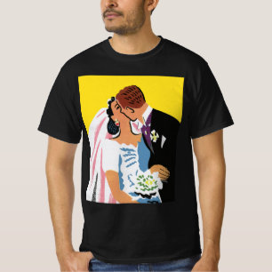 Vintage Bröllop, Brud och Brudgum Nygifta Kyssar T Shirt