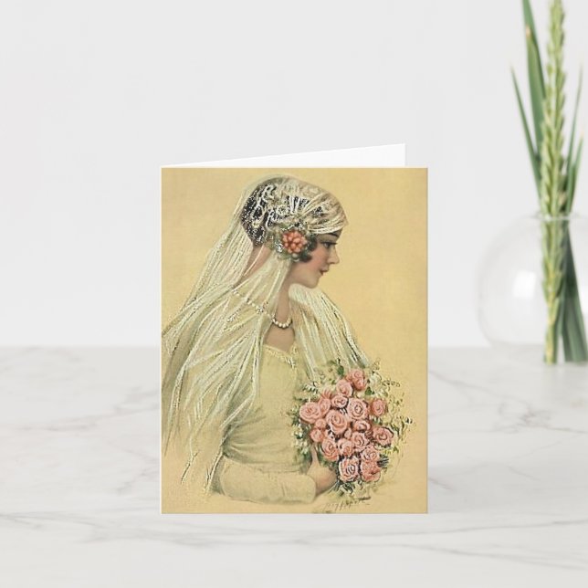 Vintage bröllop Card Bride Kort (Framsida)