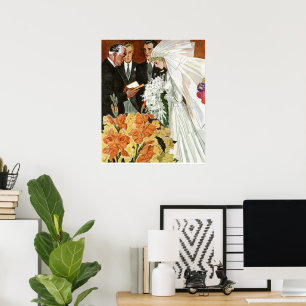Vintage bröllop Ceremony med Bride och Groom Poster