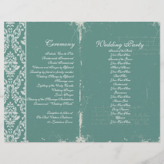 Vintage bröllop Ceremony Program Teal