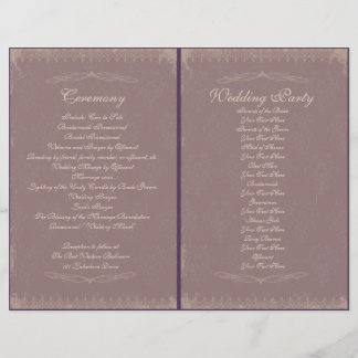 Vintage bröllop Ceremony-programmet