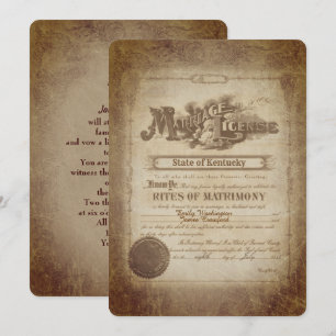 Vintage bröllop-certifikat Inbjudan